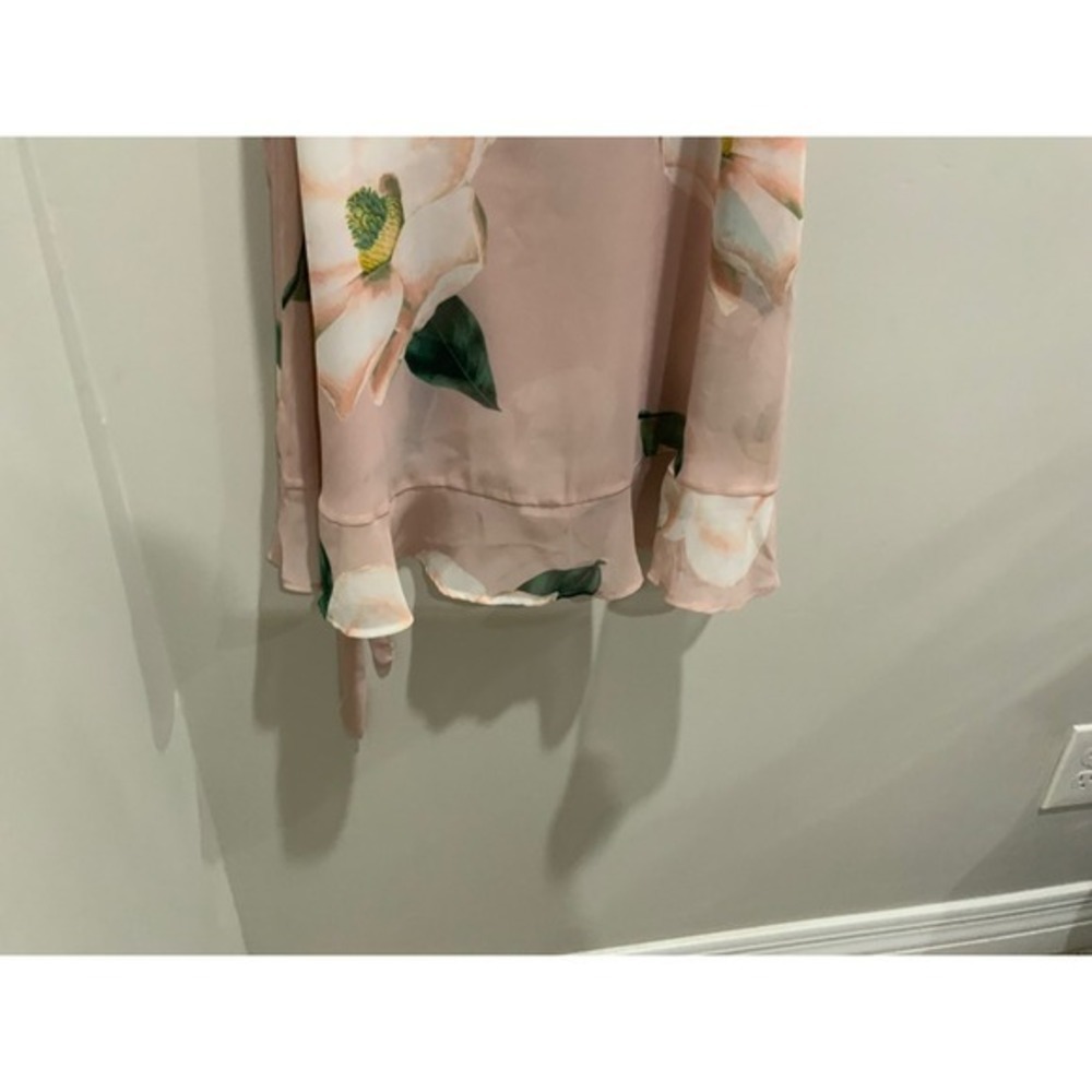 Show Me Your Mumu Pink Magnolia Floral Ruffle Wrap Mini Dress Small - Picture 13 of 17